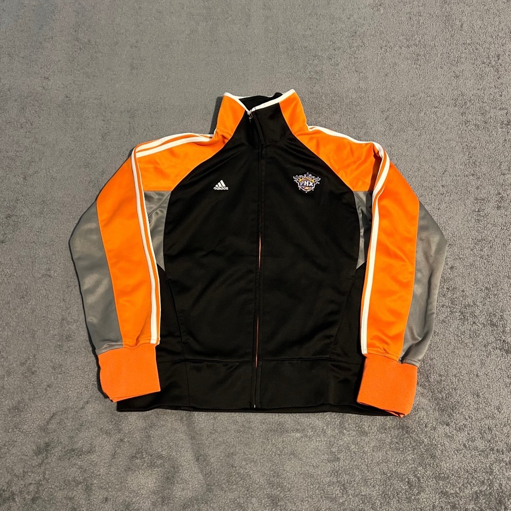 Adidas NBA Phoenix Suns Track Jacket Mens Large Black Orange Full Zip Warm Up